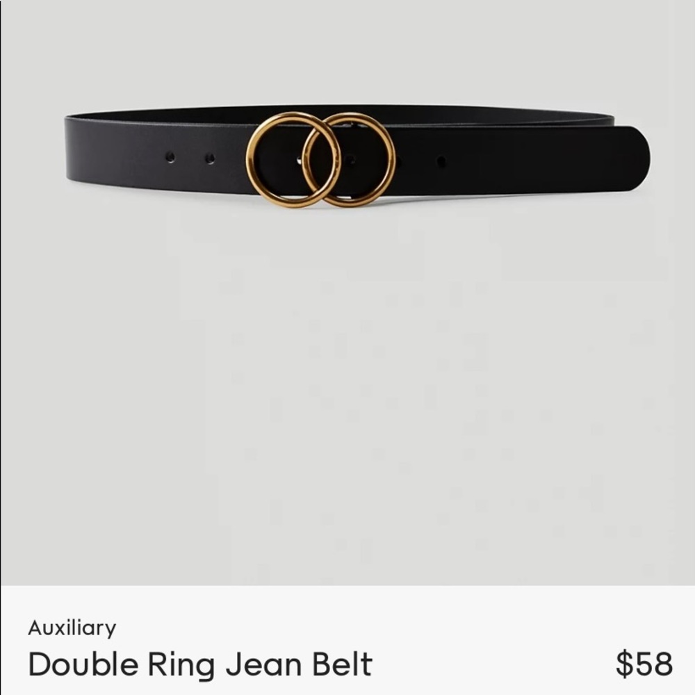 Aritzia Auxiliary black double ring leather belt.